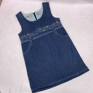 Vintage faded glory butterfly embroidered denim blue jean jumper size 8